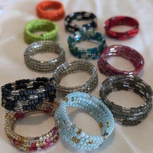 12 glass bead semi adjustable rings